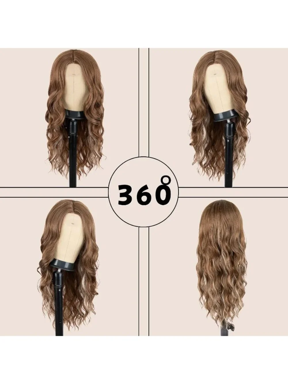 Women's Ginger Brown 26 Inch Charming Middle Part Heat Resistant Fiber Wigs